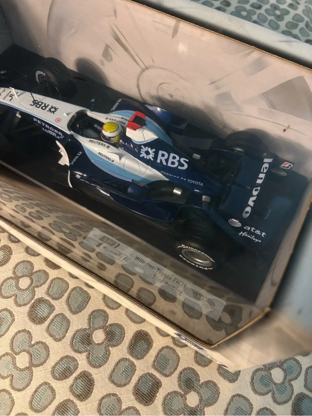 Hot Wheels Racing Williams F1 Model Car - Blue & White Nico Rosberg, Rare 2007